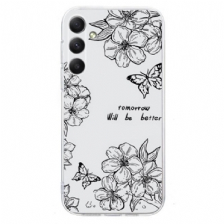 Coque Samsung Galaxy A17 4G / 5G Papillons et Fleurs Blanches