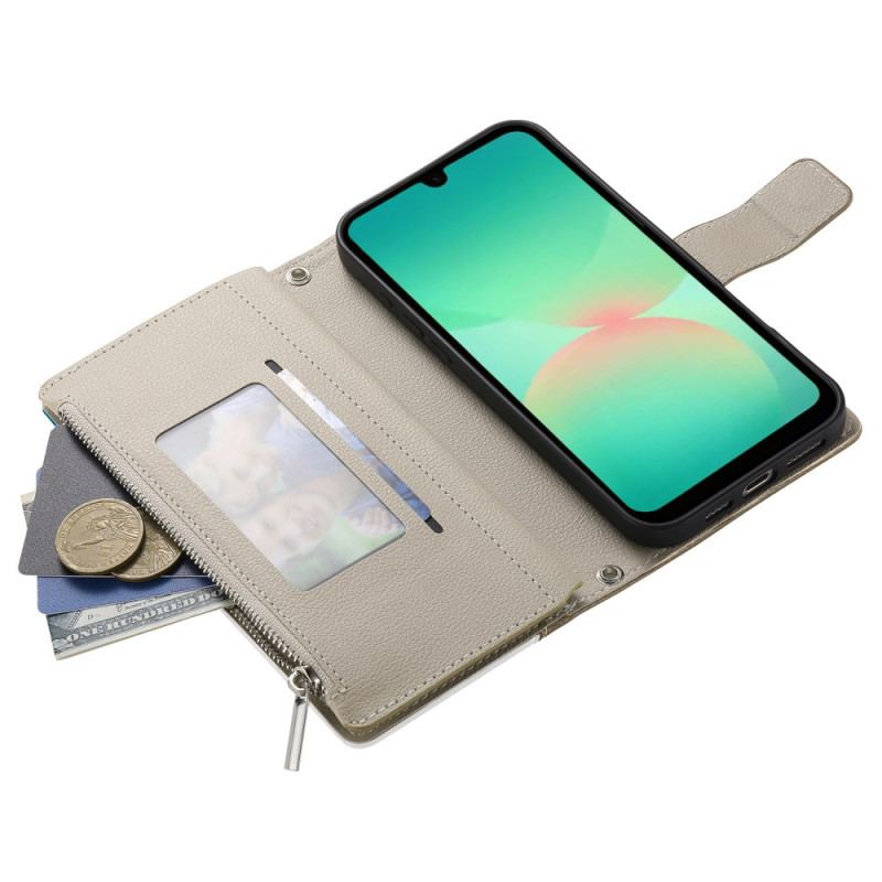 Housse Samsung Galaxy A17 4G / 5G Portefeuille à Fermeture Éclair et Lanières