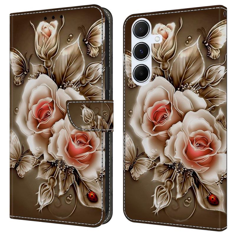 Housse Samsung Galaxy A17 4G / 5G Roses Brunes
