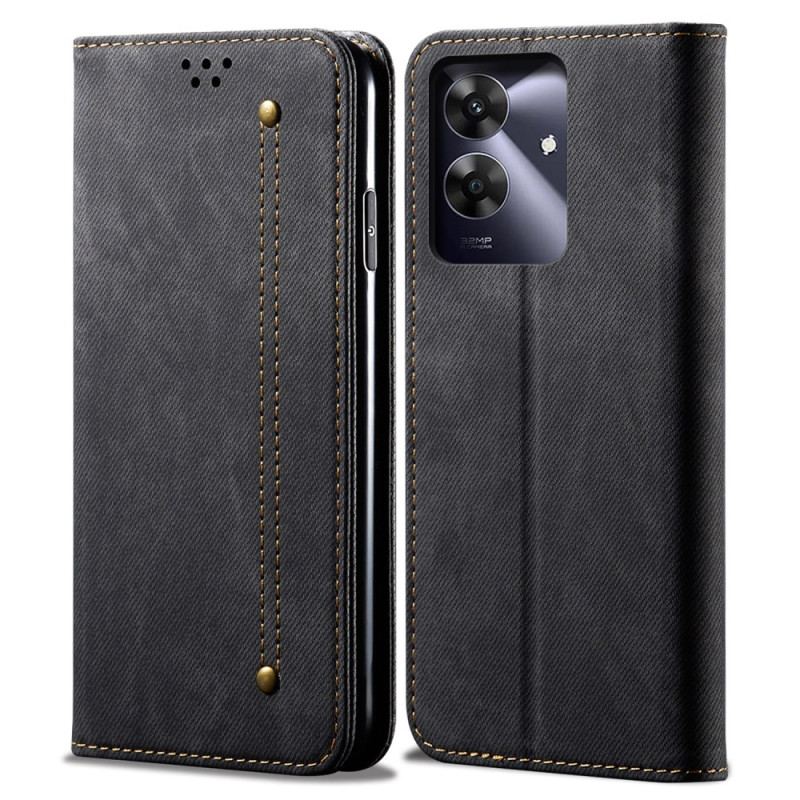Flip Cover Realme Note 60 / 60X / C63 / C61 Tissu Jeans