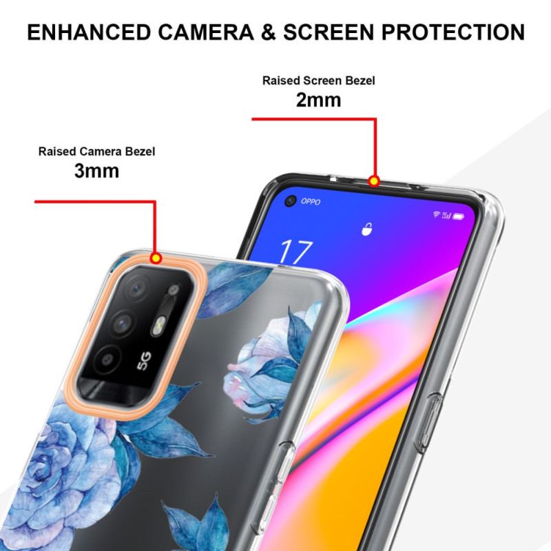 Coque Oppo A94 5G Transparente Fleurs Pivoines