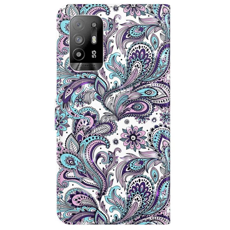 Housse Oppo A94 5G Fleurs Motifs avec Lanière
