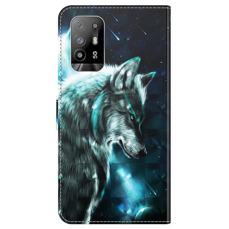 Housse Oppo A94 5G Loup avec Lanière