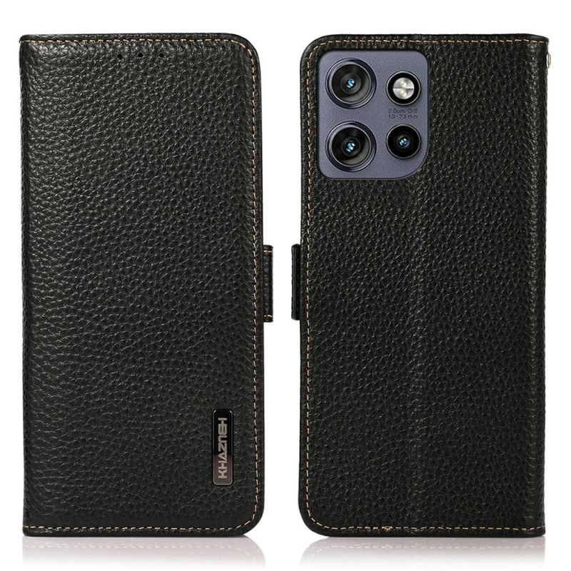 Housse Motorola Edge 50 Neo Cuir Litchi KHAZNEH