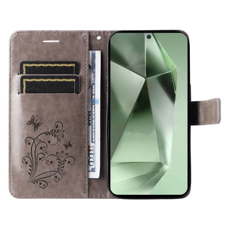 Housse Samsung Galaxy S24 FE Papillons Géants à Lanière