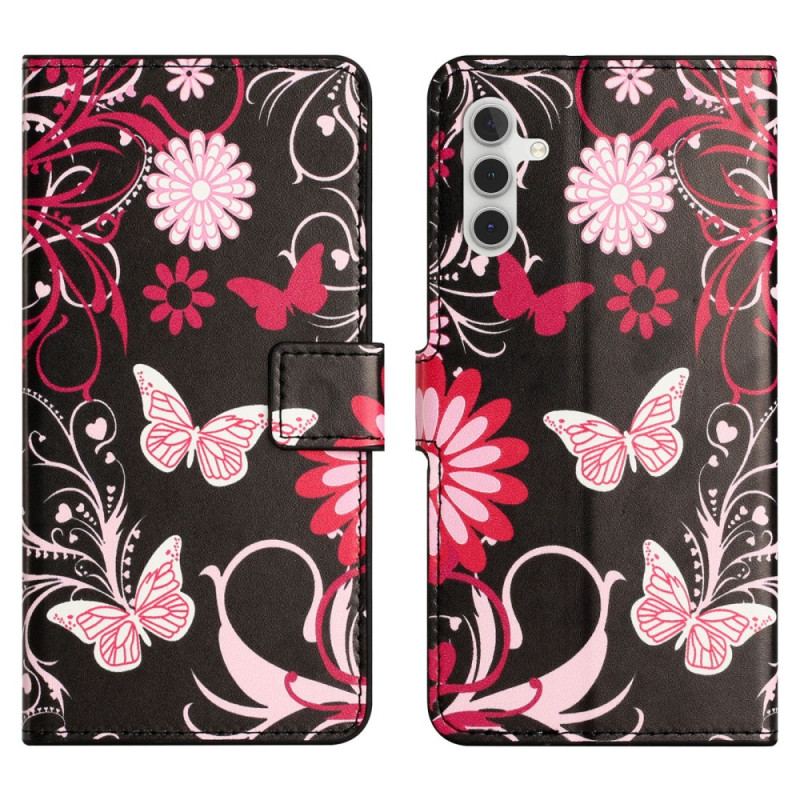 Housse Samsung Galaxy S24 FE Papillons sur Fond Noir