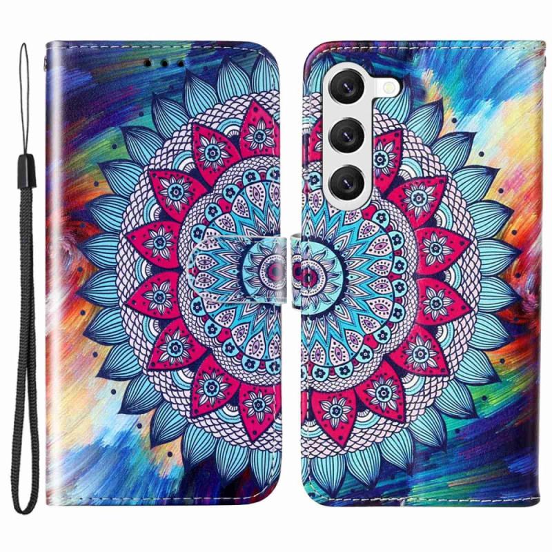 Housse Samsung Galaxy S23 Plus 5G Mandala Coloré à Lanière