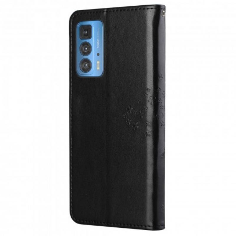 Housse Motorola Edge 20 Pro Arbre et Hiboux à Lanière
