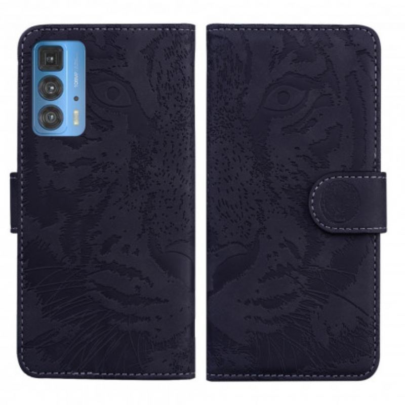 Housse Motorola Edge 20 Pro Empreinte Face de Tigre