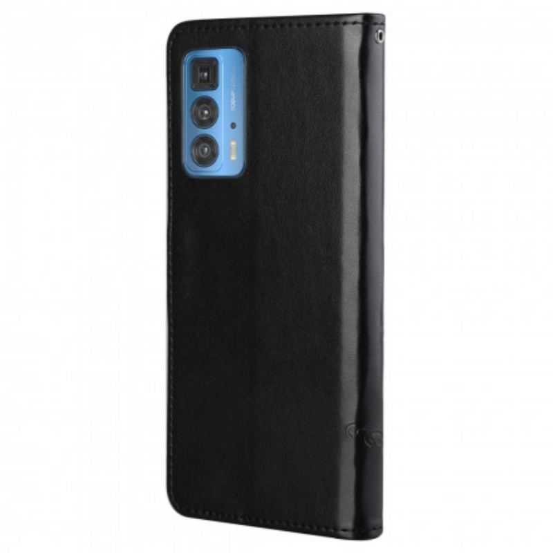 Housse Motorola Edge 20 Pro Papillons et Fleurs à Lanière