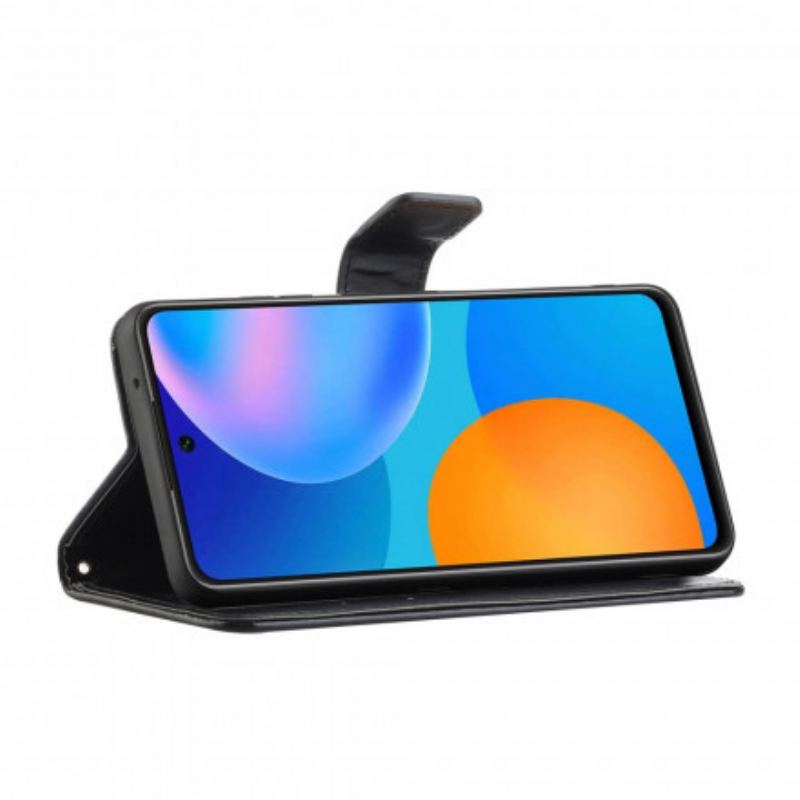 Housse Motorola Edge 20 Pro Papillons et Fleurs à Lanière