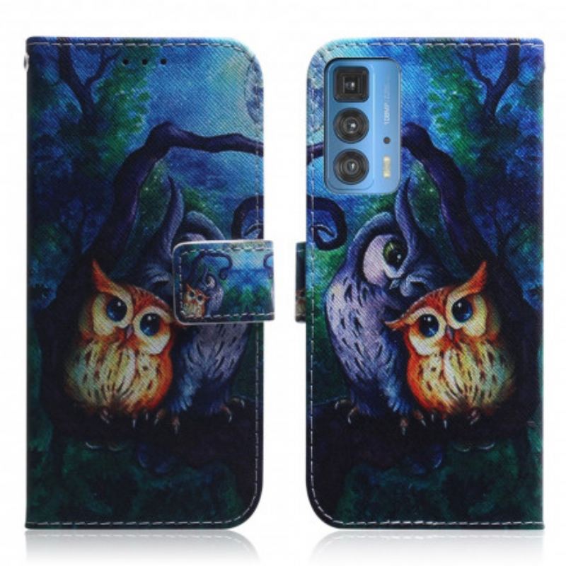 Housse Motorola Edge 20 Pro Peinture de Hiboux