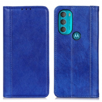 Flip Cover Moto G71 5G Cuir Litchi Fendu Élégance