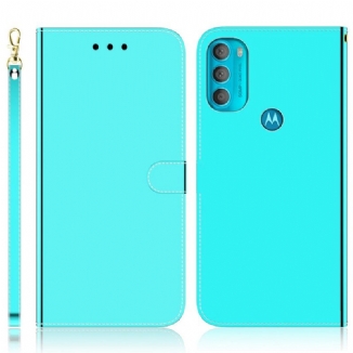 Housse Moto G71 5G Simili Cuir Couverture Miroir