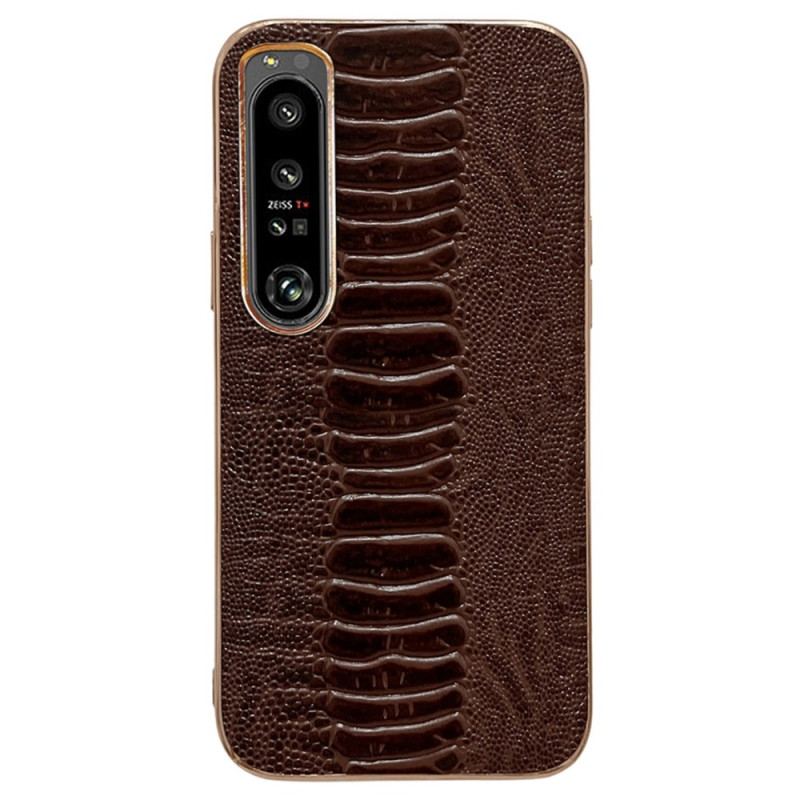 Coque Sony Xperia 5 IV Cuir Véritable Style Crocodile