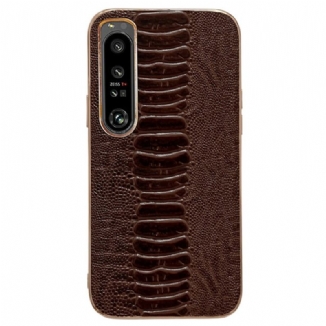 Coque Sony Xperia 5 IV Cuir Véritable Style Crocodile
