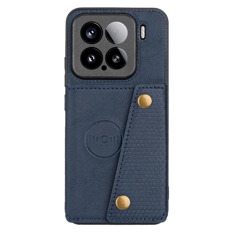 Coque Xiaomi 15 Effet Cuir avec Porte-cartes et Support