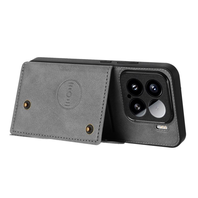 Coque Xiaomi 15 Effet Cuir avec Porte-cartes et Support