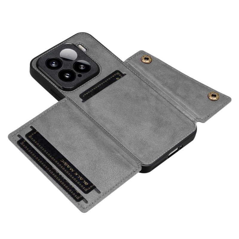 Coque Xiaomi 15 Effet Cuir avec Porte-cartes et Support