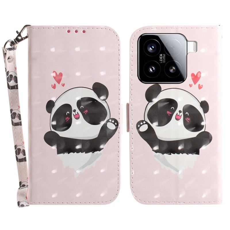 Housse Xiaomi 15 Panda Love à Lanière