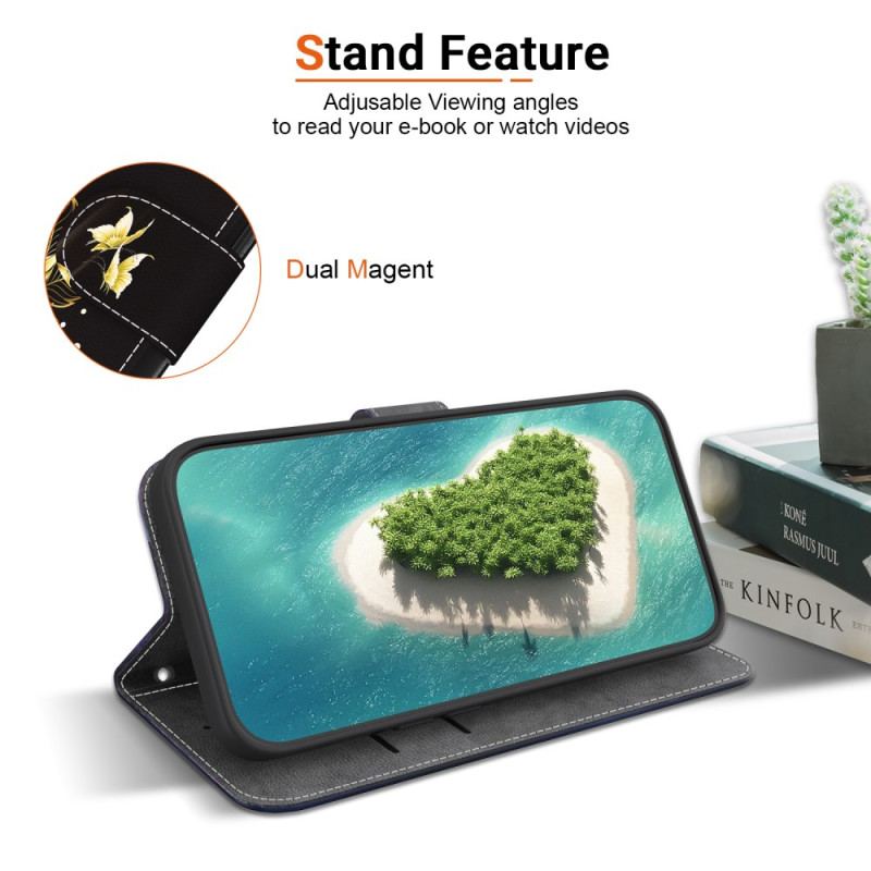 Housse Xiaomi 15 Papillons Dorés et Rose