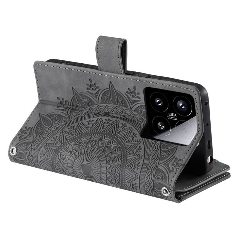 Housse Xiaomi 15 Portefeuille Effet Daim Mandala