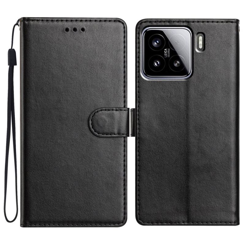 Housse Xiaomi 15 Simili Cuir Uni à Lanière
