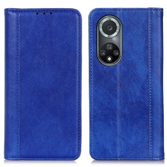 Flip Cover Honor 50 Pro / Huawei Nova 9 Pro Cuir Litchi Fendu Élégance