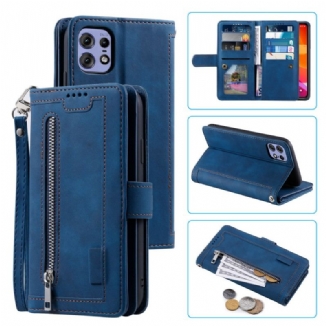 Housse Motorola Edge 50 Pro 9 Porte-Cartes et Poche Zippée