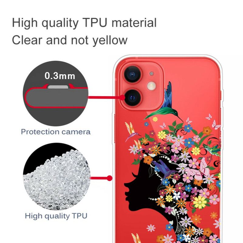 Coque iPhone 13 Mini Jolie Tête Fleurie