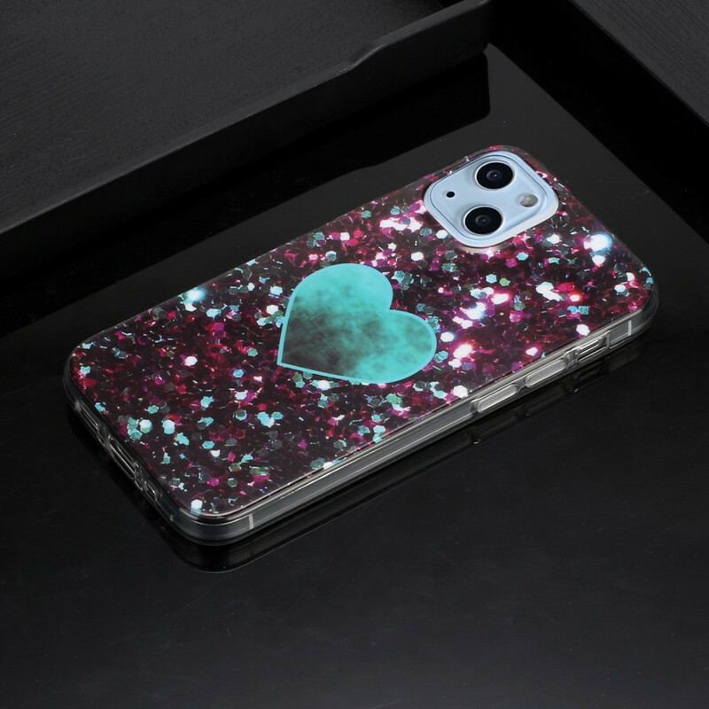 Coque iPhone 13 Mini Marbre Paillettes