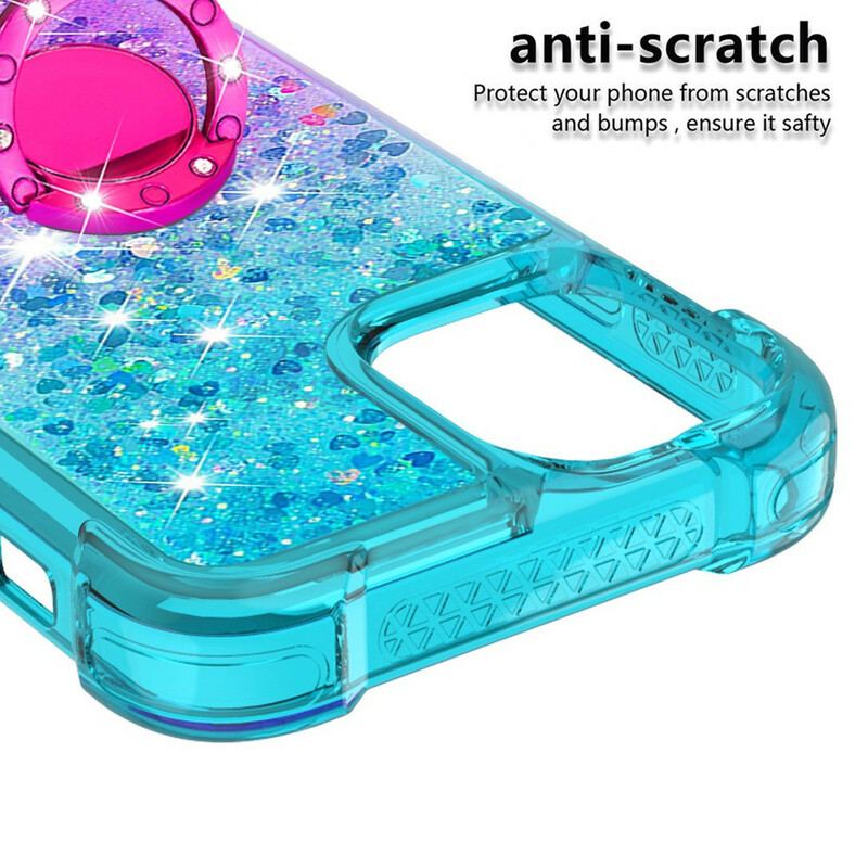 Coque iPhone 13 Mini Paillettes Anneau-Support