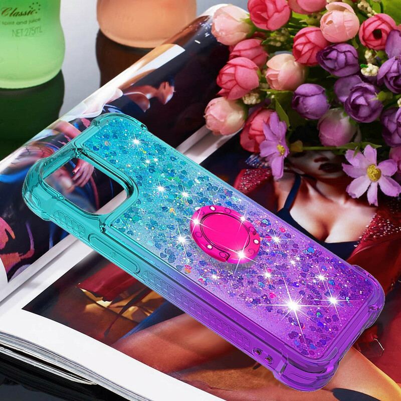 Coque iPhone 13 Mini Paillettes Anneau-Support