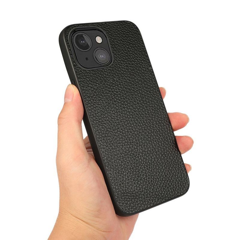 Coque iPhone 13 Mini Véritable Cuir Litchi
