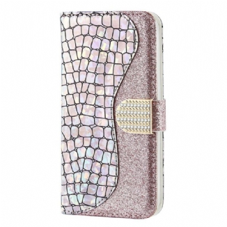 Housse iPhone 13 Mini Croco Diamants