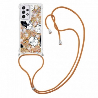 Coque Samsung Galaxy A33 5G à Cordon Paillettes Chiens