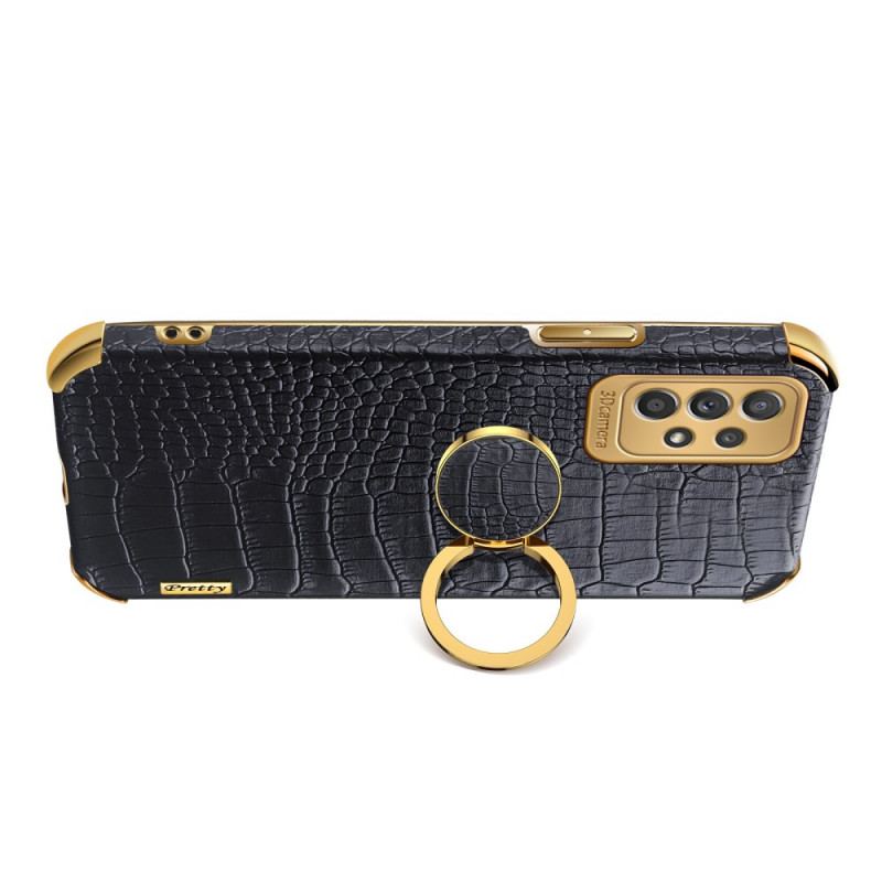 Coque Samsung Galaxy A33 5G Effet Peau de Crocodile Anneau-Support
