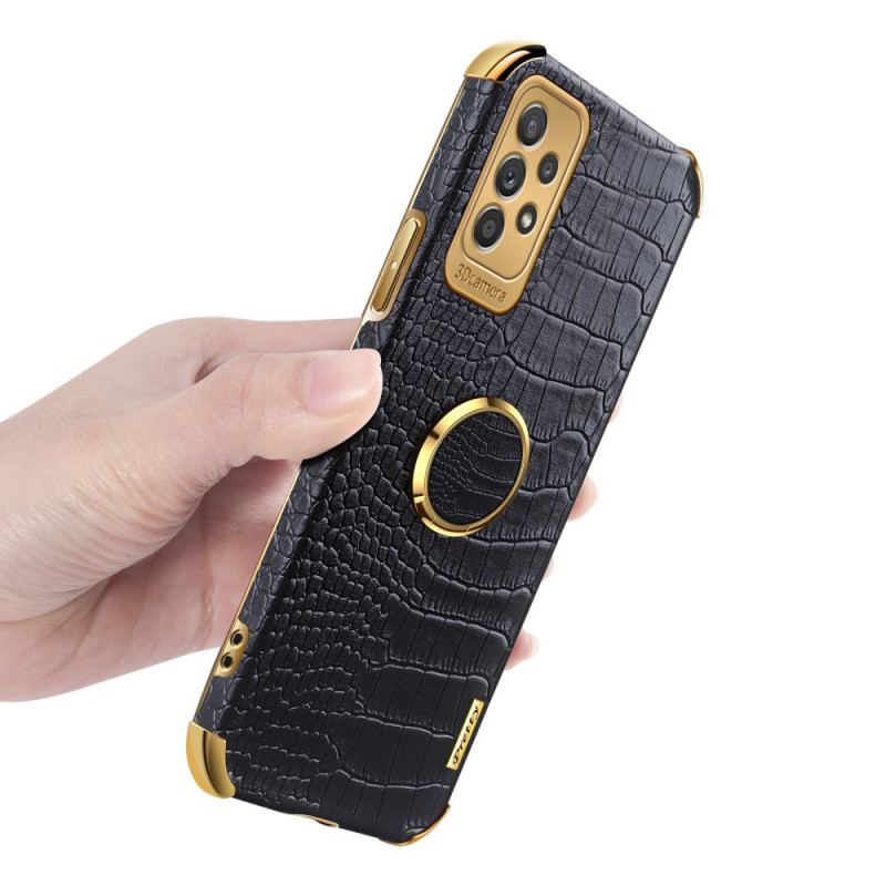 Coque Samsung Galaxy A33 5G Effet Peau de Crocodile Anneau-Support