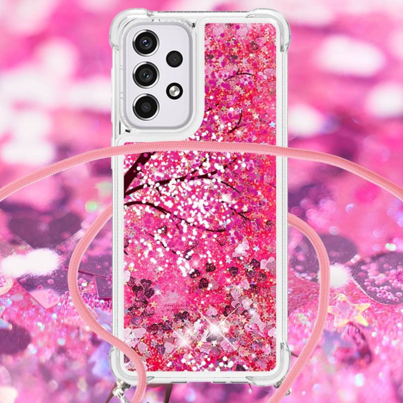 Coque Samsung Galaxy A33 5G Paillettes Arbre avec Cordon
