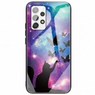 Coque Samsung Galaxy A33 5G Verre Trempé Chat et Papillons