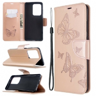 Housse Samsung Galaxy S20 Ultra Les Papillons en Vol avec Lanière