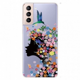 Coque Samsung Galaxy S22 5G Jolie Tête Fleurie