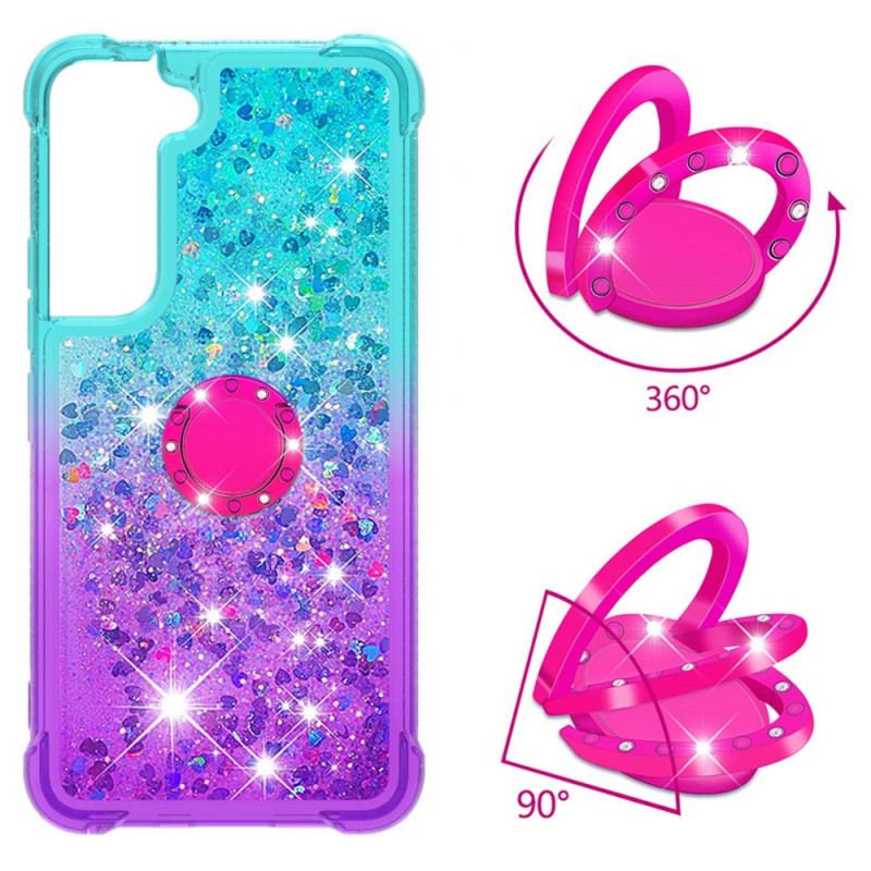 Coque Samsung Galaxy S22 5G Paillettes Anneau-Support