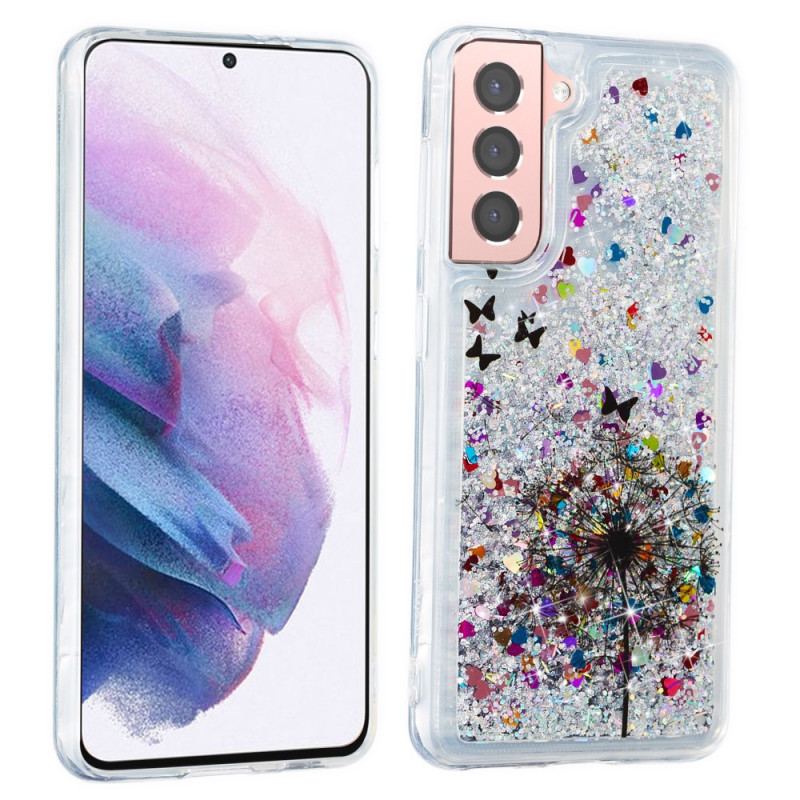 Coque Samsung Galaxy S22 5G Pissenlits Paillettes