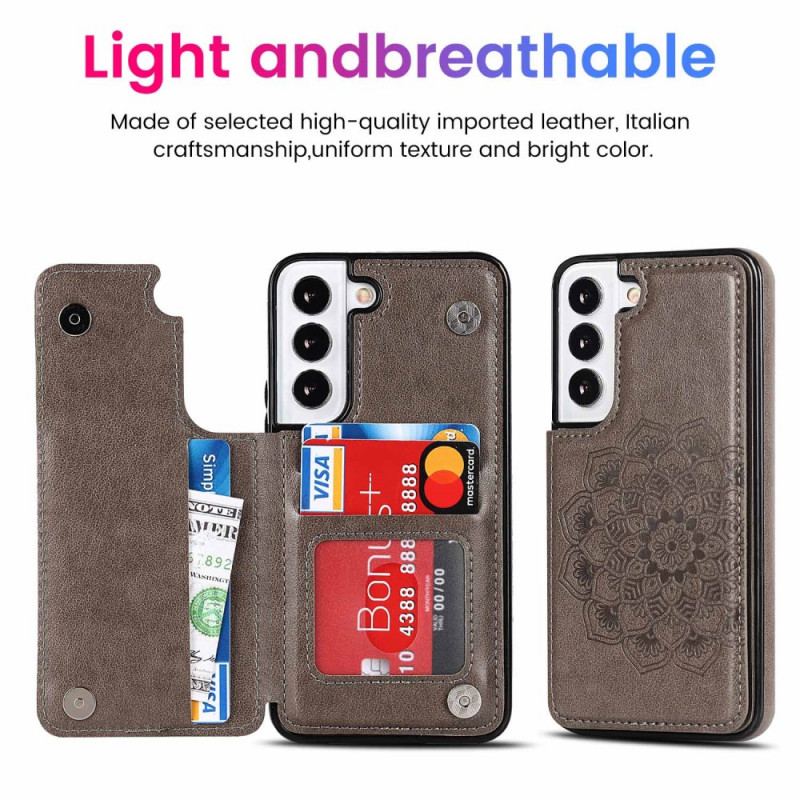 Coque Samsung Galaxy S22 5G Porte-Cartes Impression Mandala