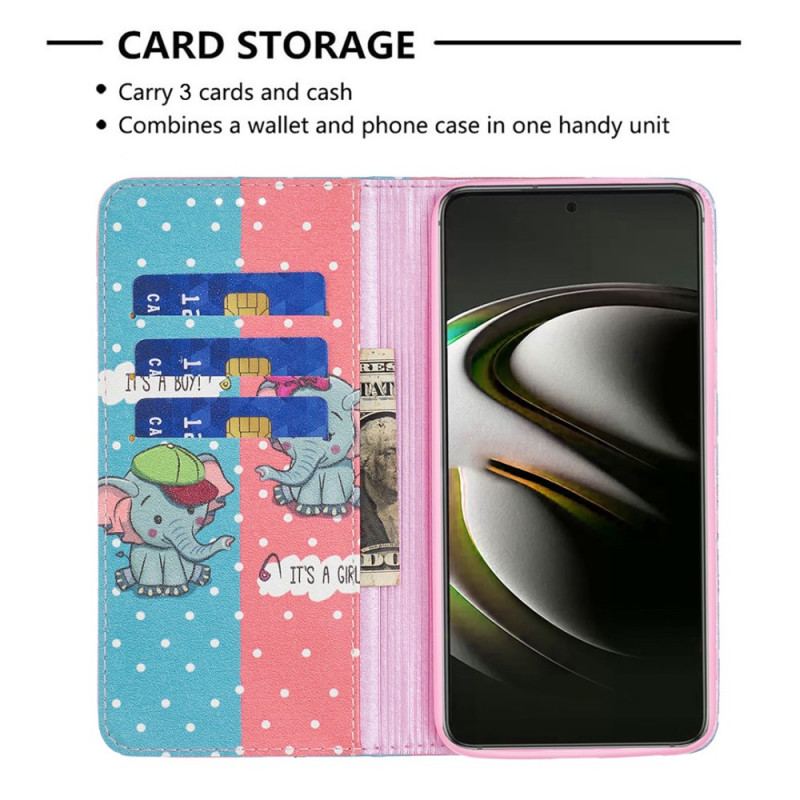 Flip Cover Samsung Galaxy S22 5G Bébés Éléphants