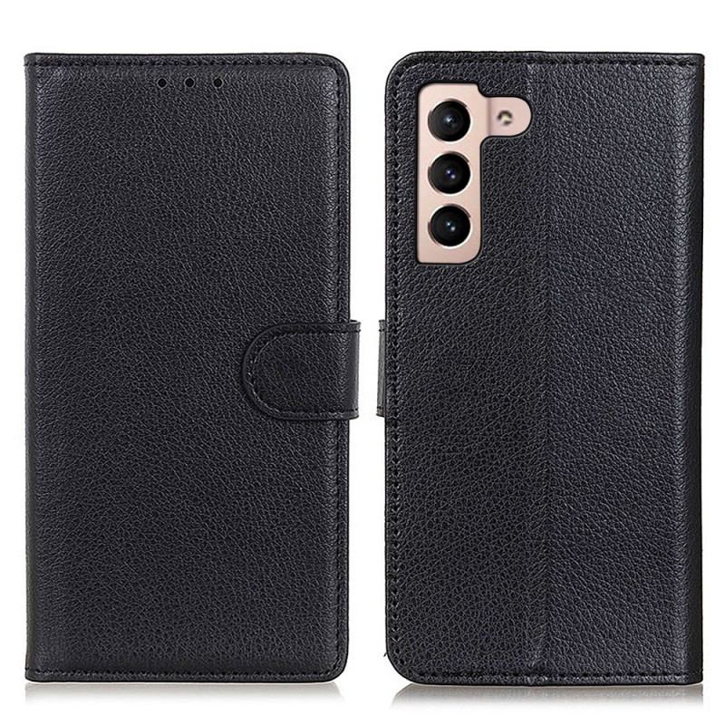 Housse Samsung Galaxy S22 5G Cuir Litchi Traditionnel