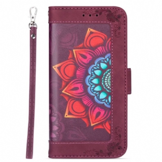 Housse Samsung Galaxy S22 5G Décoration Mandala à Lanière