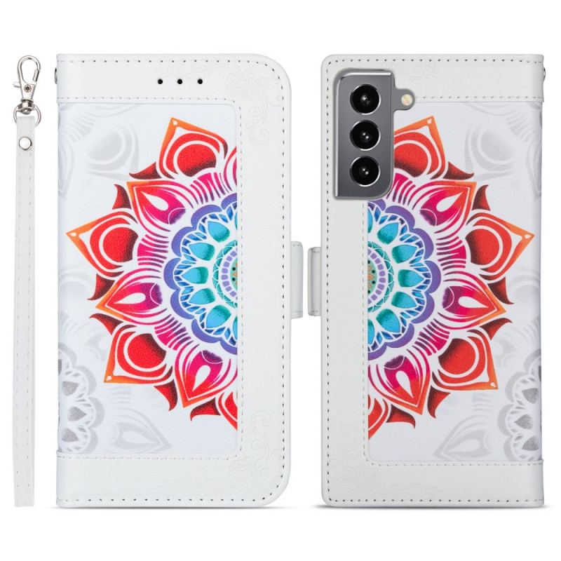 Housse Samsung Galaxy S22 5G Décoration Mandala à Lanière