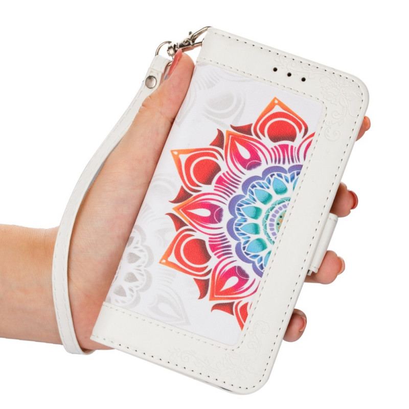Housse Samsung Galaxy S22 5G Décoration Mandala à Lanière